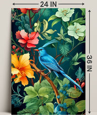 Tropical Bird and Flowers Vibrant Art Animal Poster