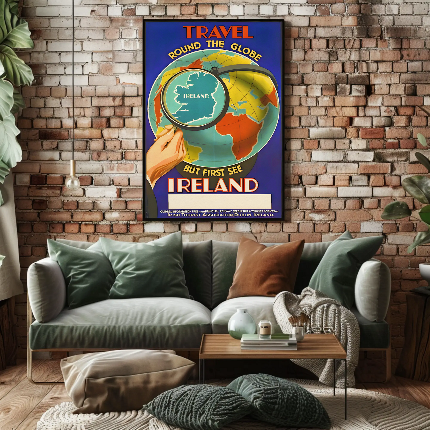 Vintage Poster - Travel Ireland Globe
