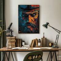 Rugged Cowboy Western Art Poster: Intense Portrait PosterGoat