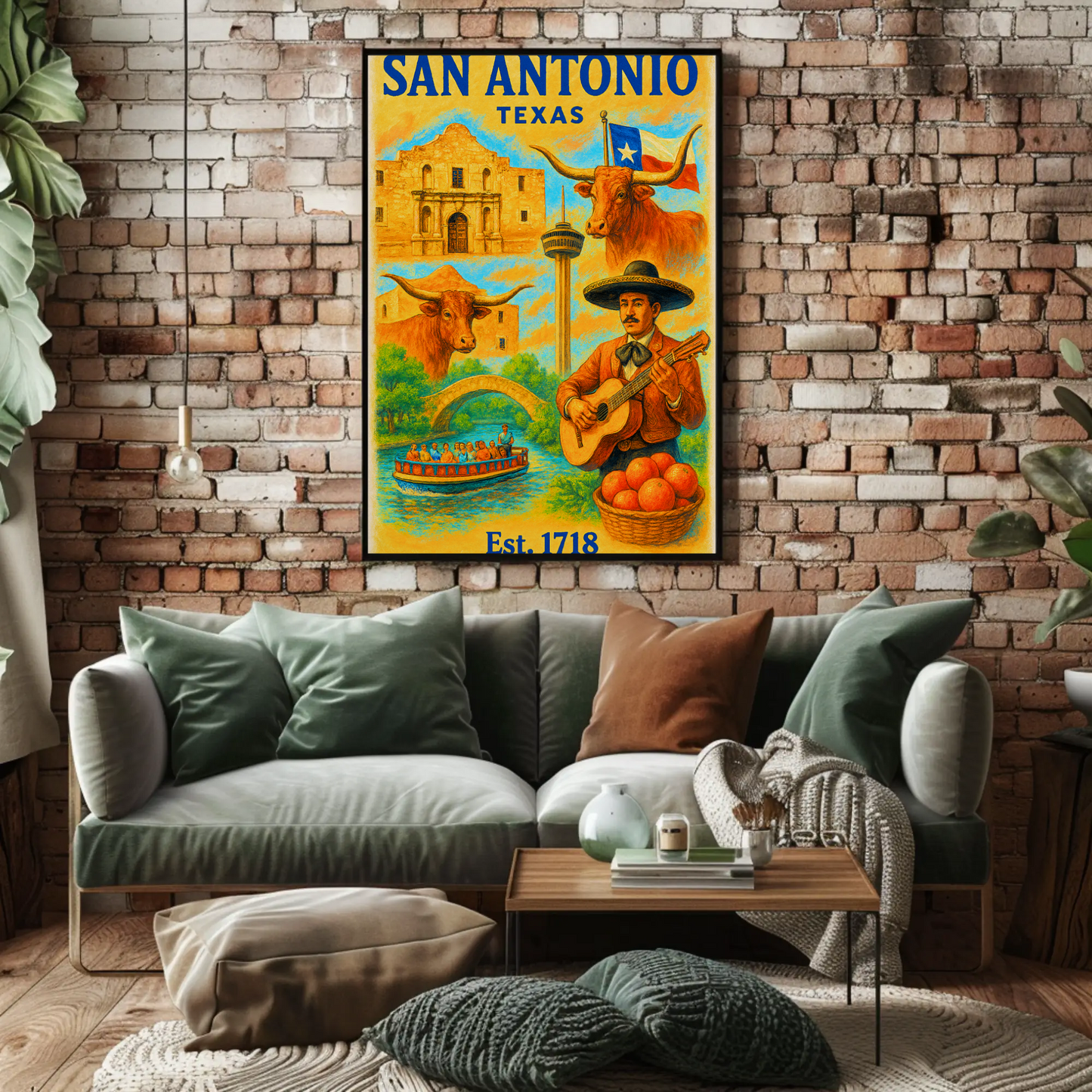 San Antonio Texas Poster With Alamo Vintage Travel Poster