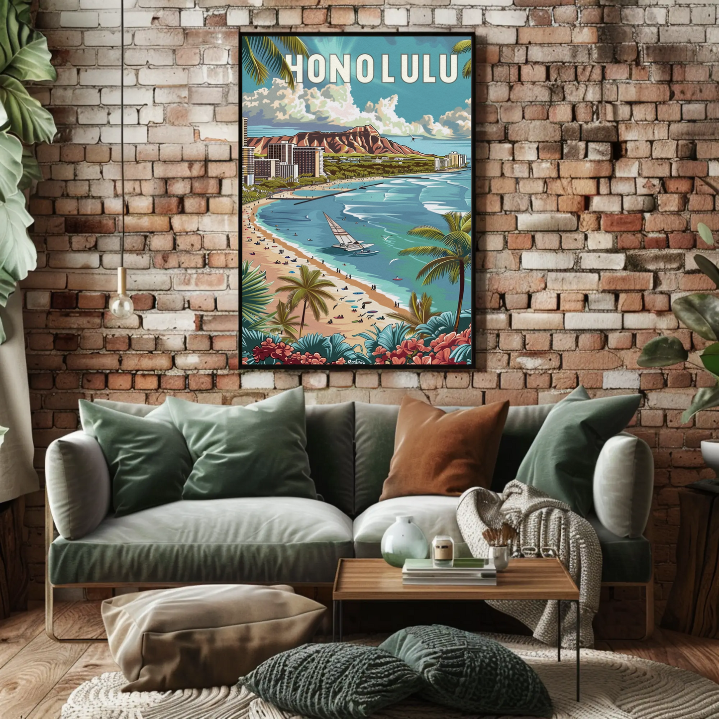 Honolulu Vintage Poster Diamond Head View