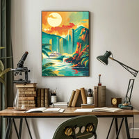 Vintage Parisian Skyline Art Deco Poster