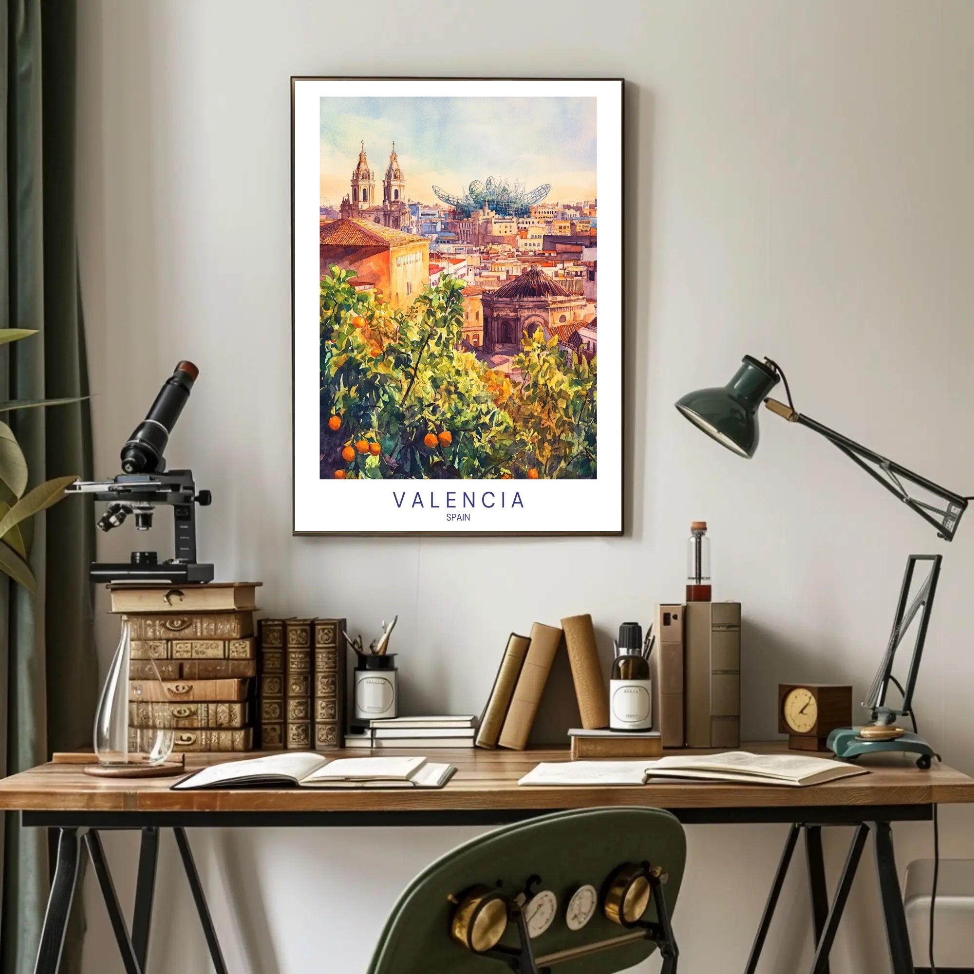 Valencia Skyline Poster PosterGoat
