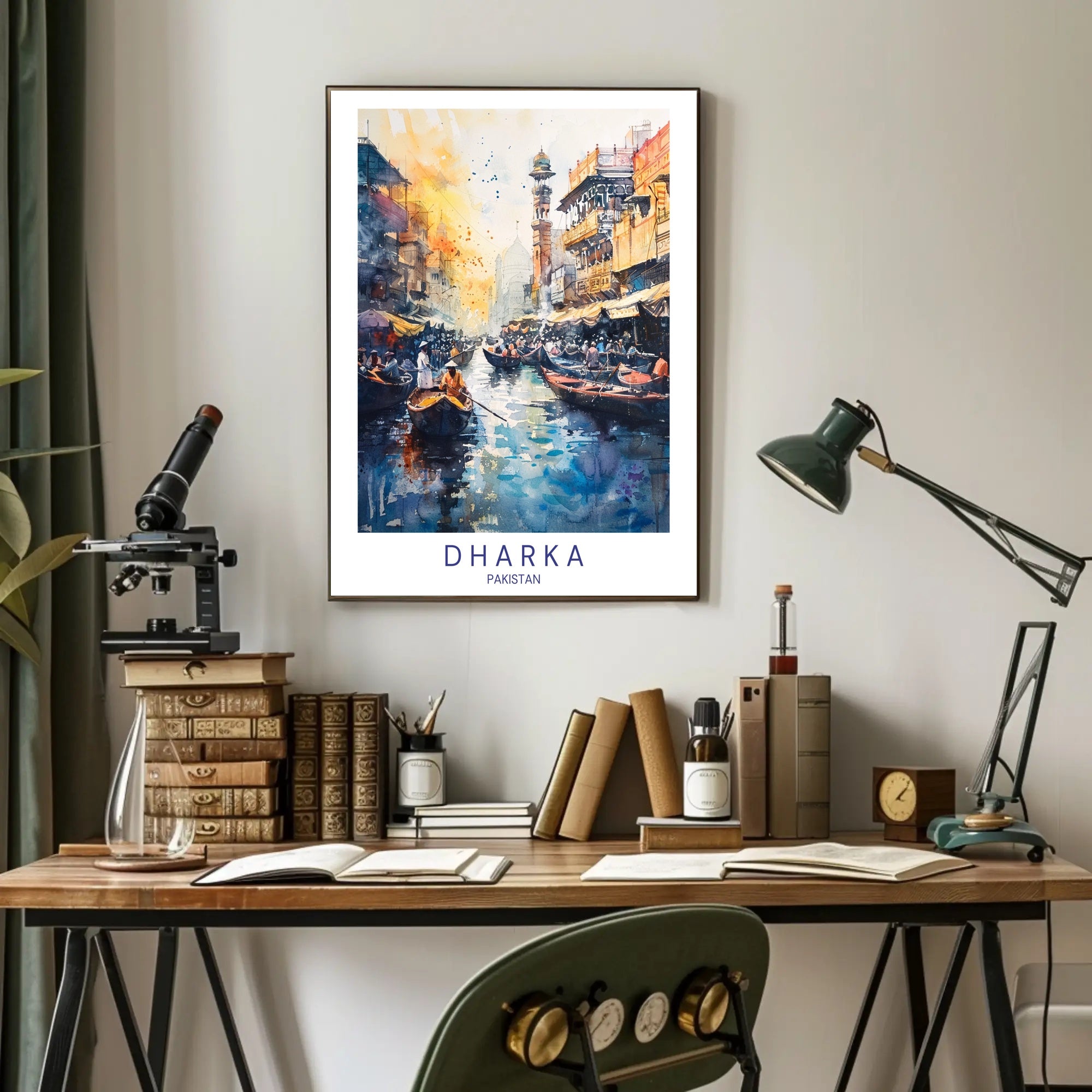 Pakistani Cityscape Watercolor Art - Urban or Cityscape Poster PosterGoat