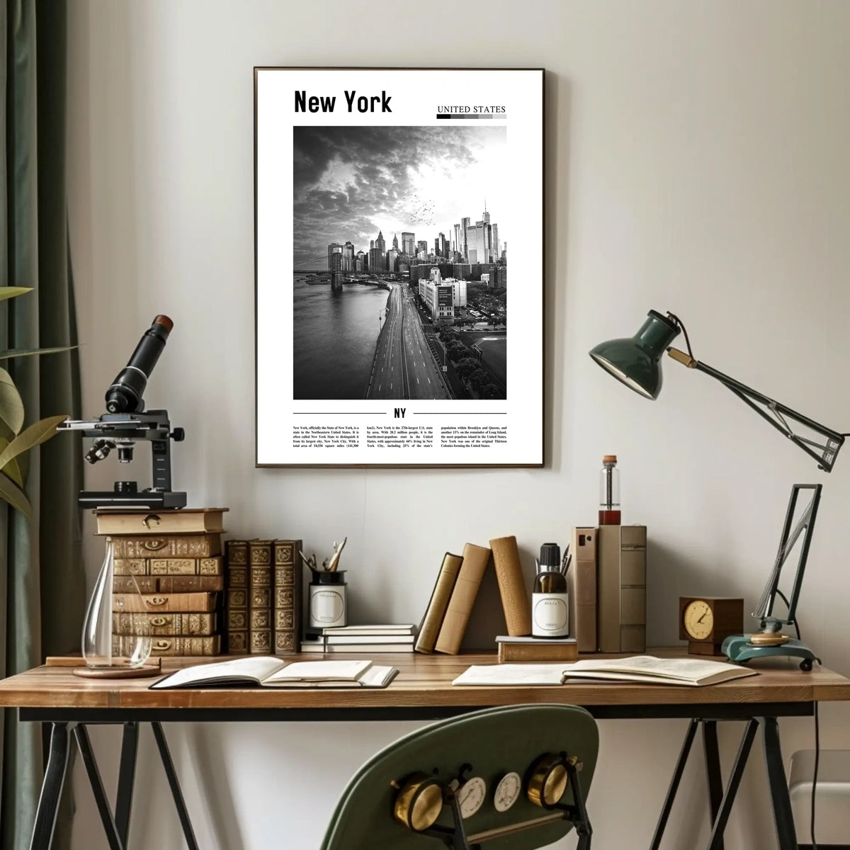 New York City Grand Skyline Poster Vintage Wall Art