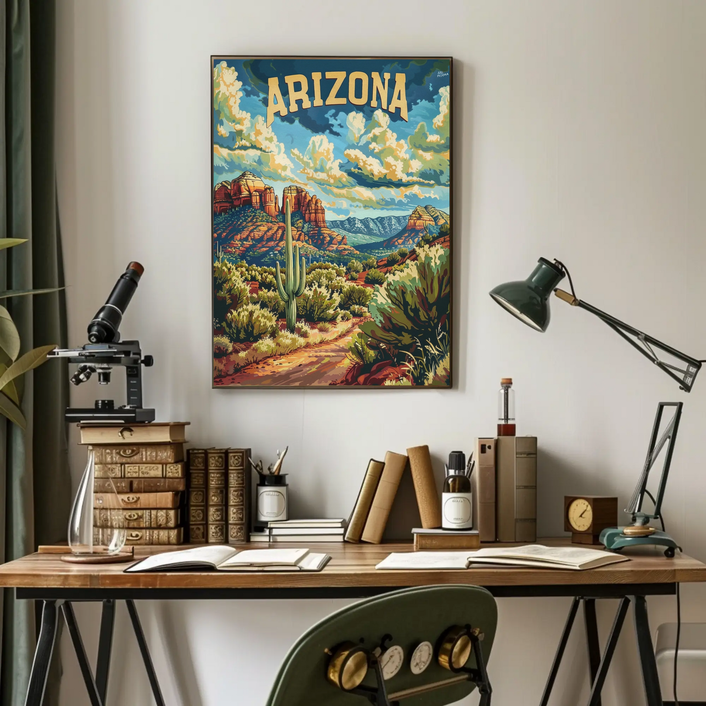 Arizona Red Rocks Cactus Desert Travel Poster