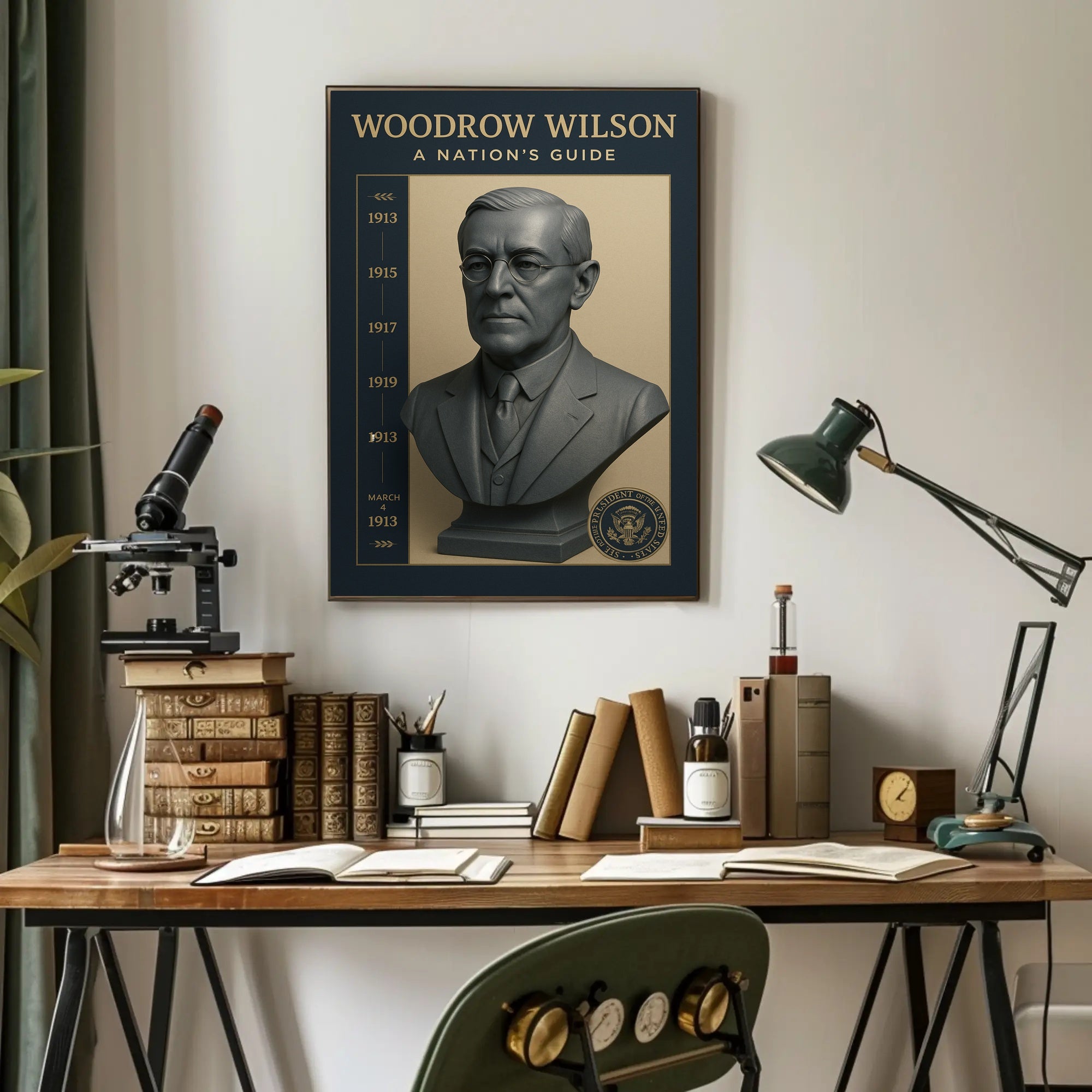 Woodrow Wilson Bust Vintage Historical or Presidential Poster