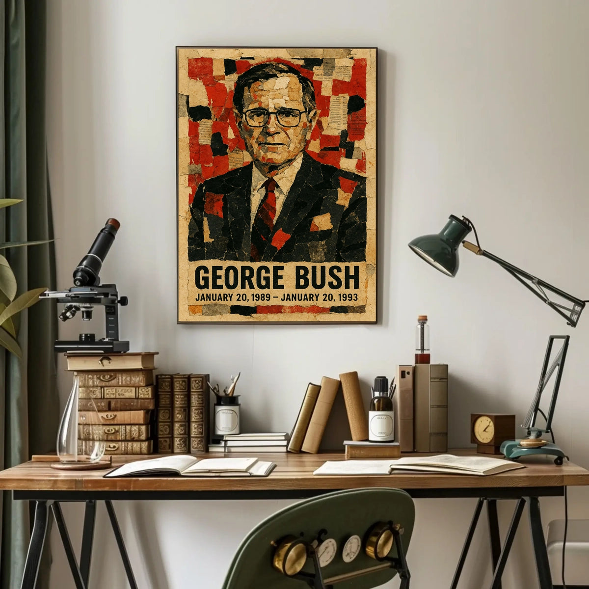 George H. W. Bush 41st President of the United States Layered paper Collage Poster