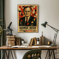 George H. W. Bush 41st President of the United States Layered paper Collage Poster