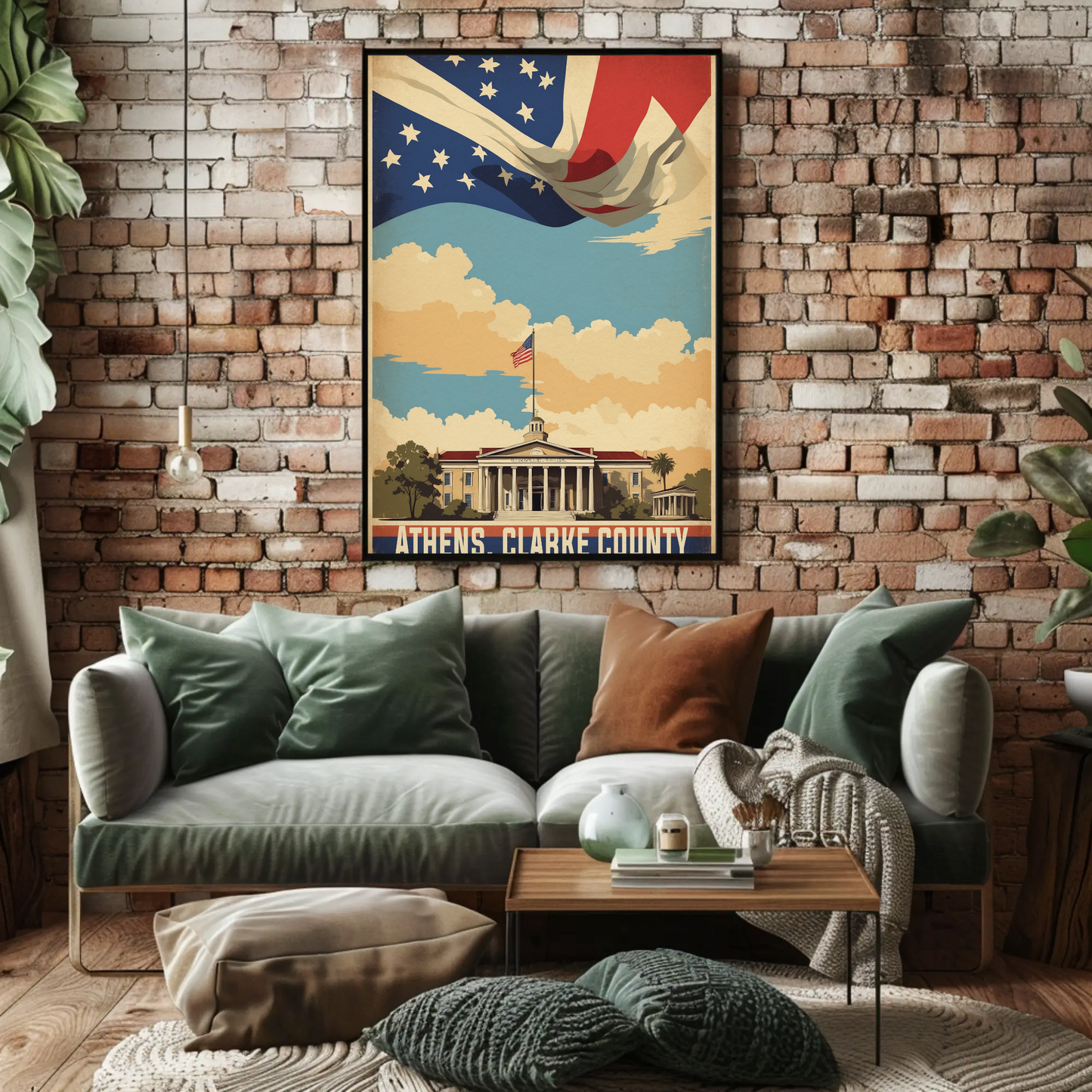 Athens Clarke County Georgia Capitol Vintage Travel Poster