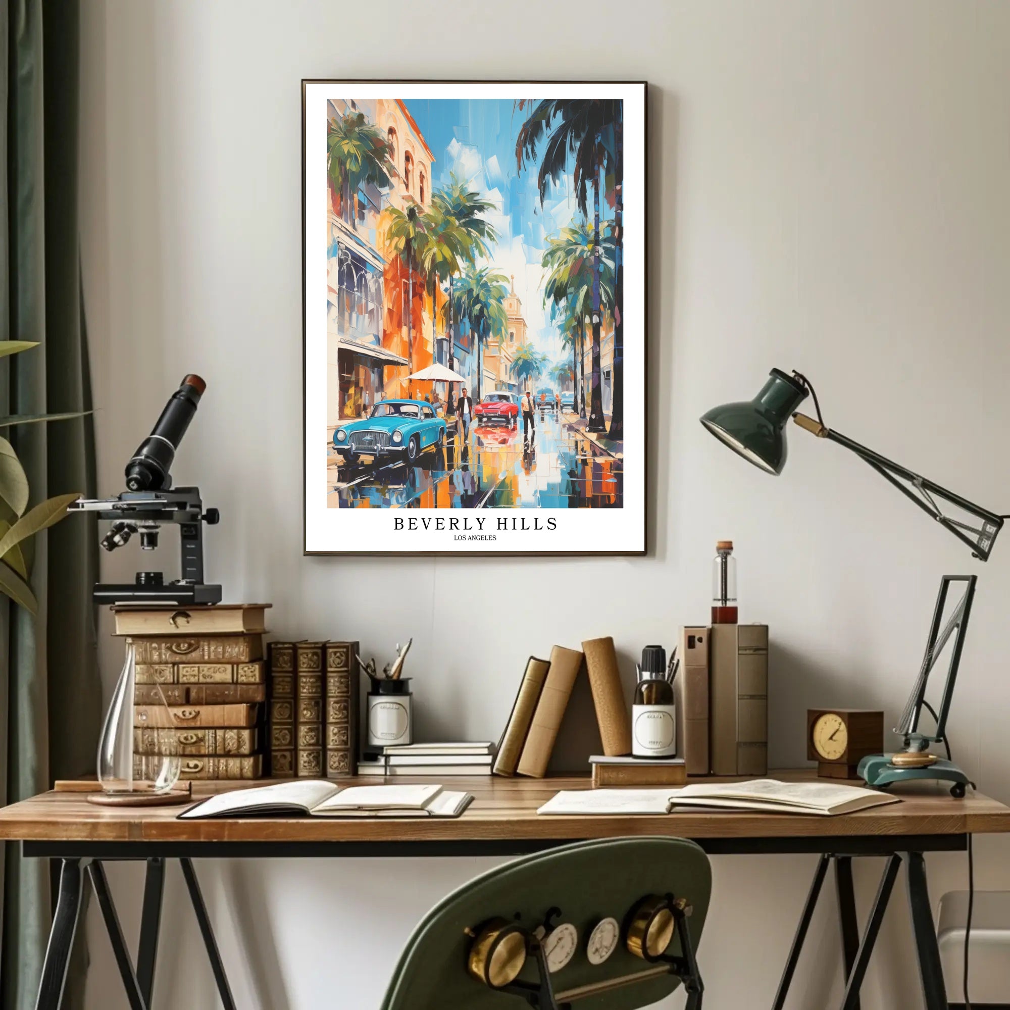 Beverly Hills Vibrant Scene Urban or Cityscape Poster PosterGoat
