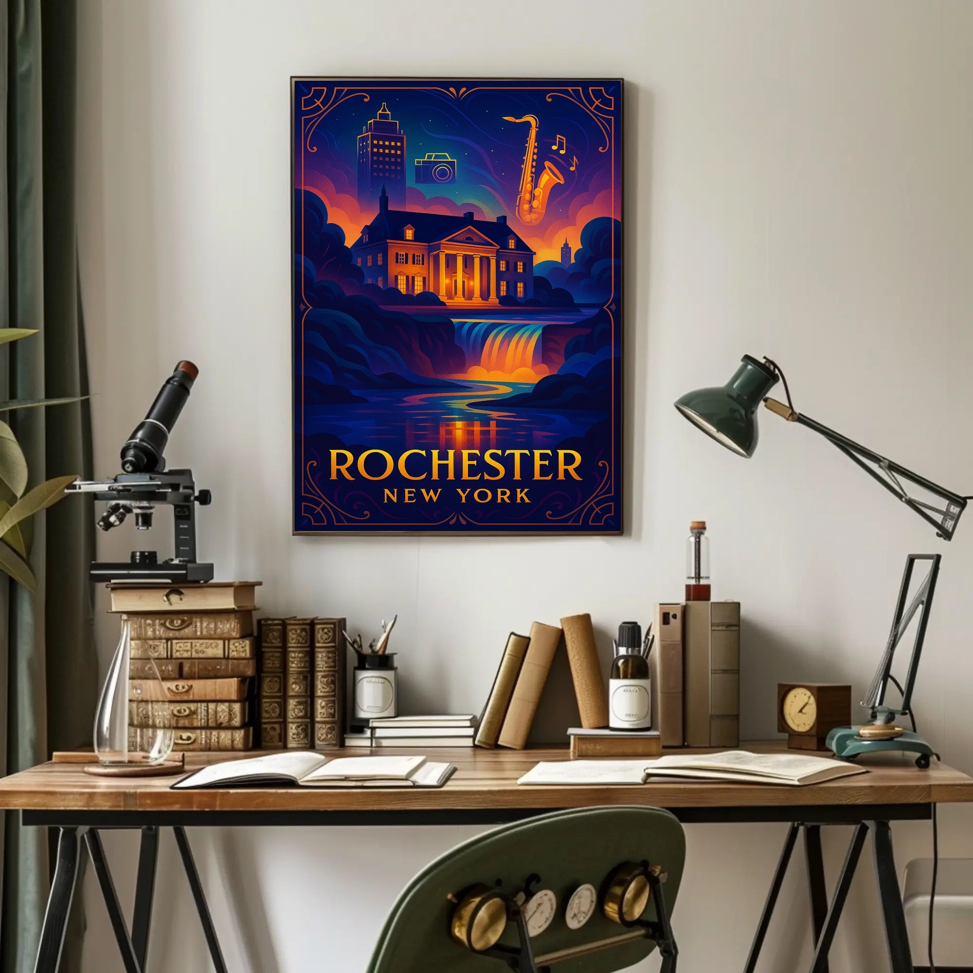 Rochester New York Scenic Travel Poster Vintage Wall Art