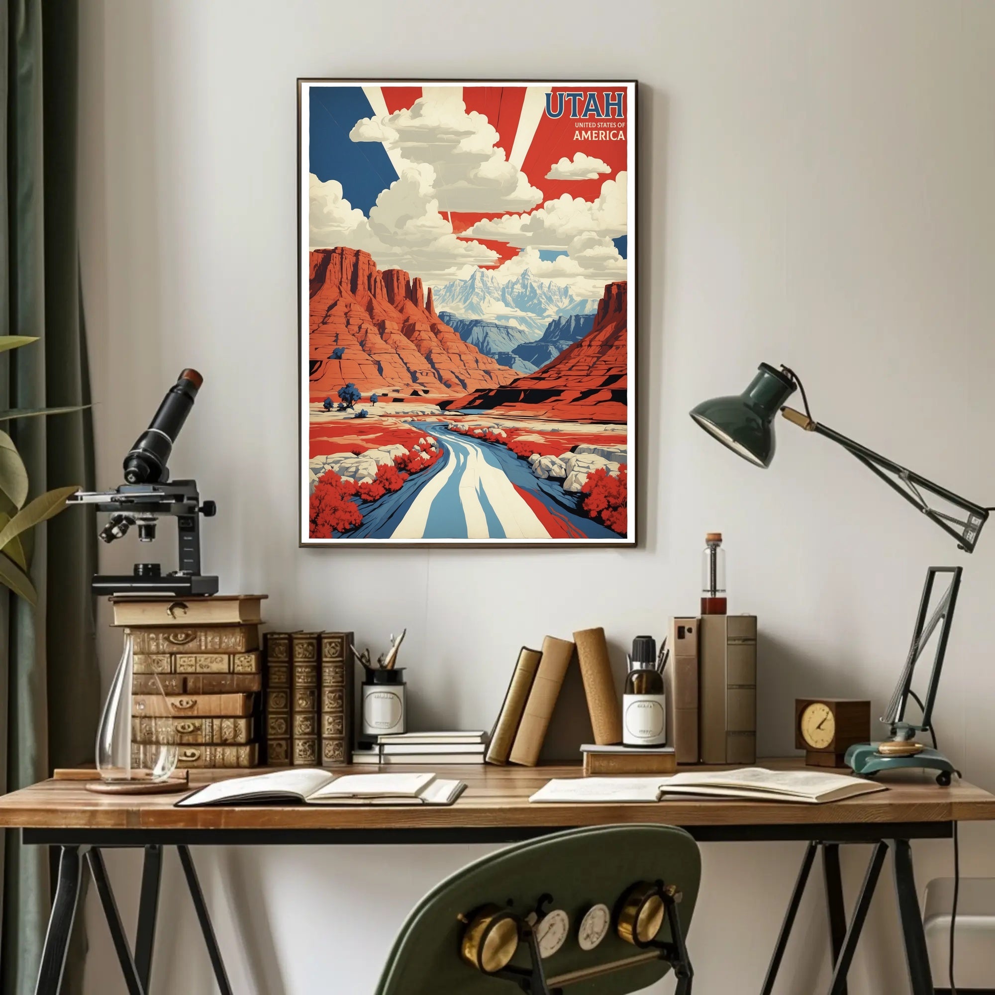 Utah Landscape Art with Patriotic Colors Travel Poster