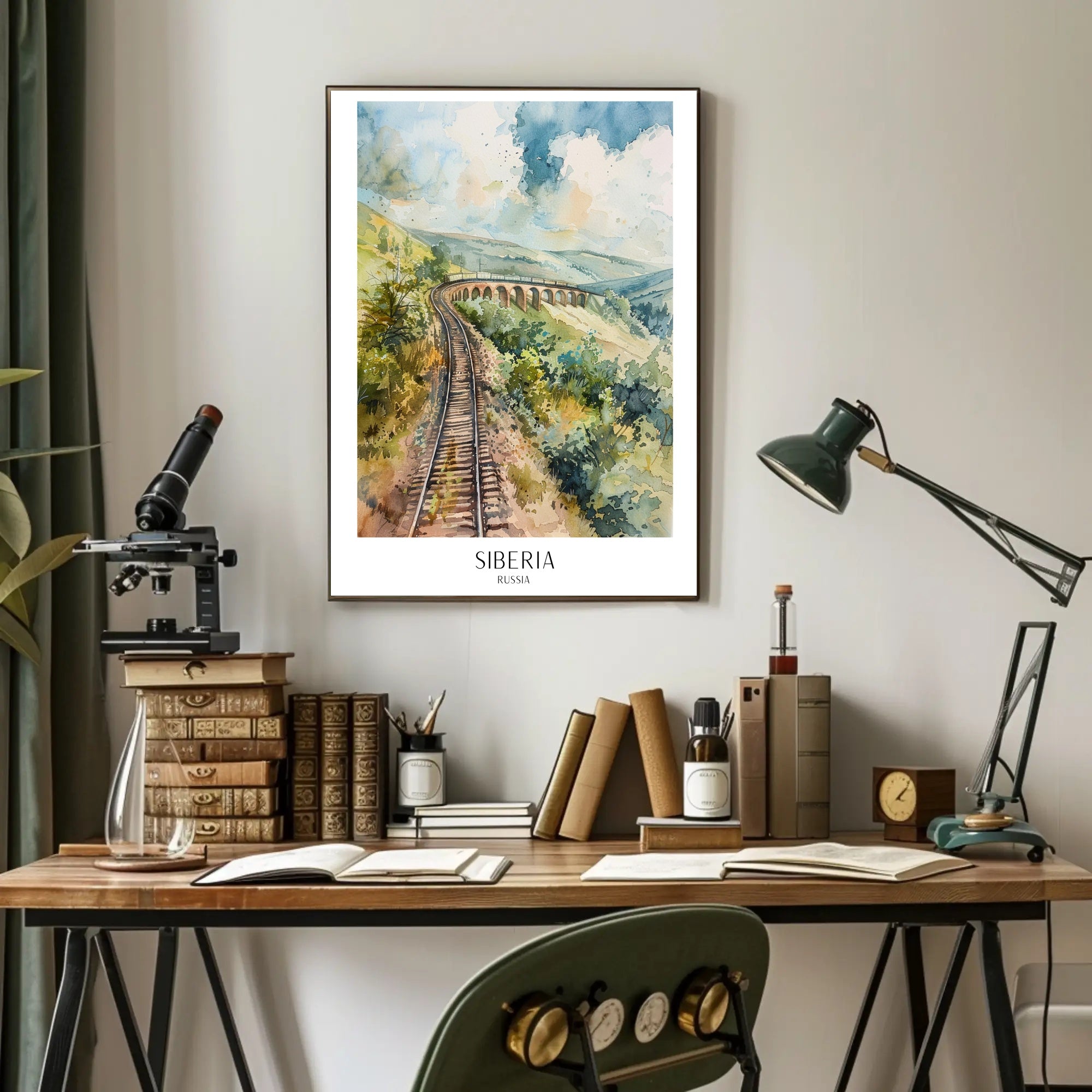 Siberian Railway Adventure in Watercolor Travel Poster PosterGoat