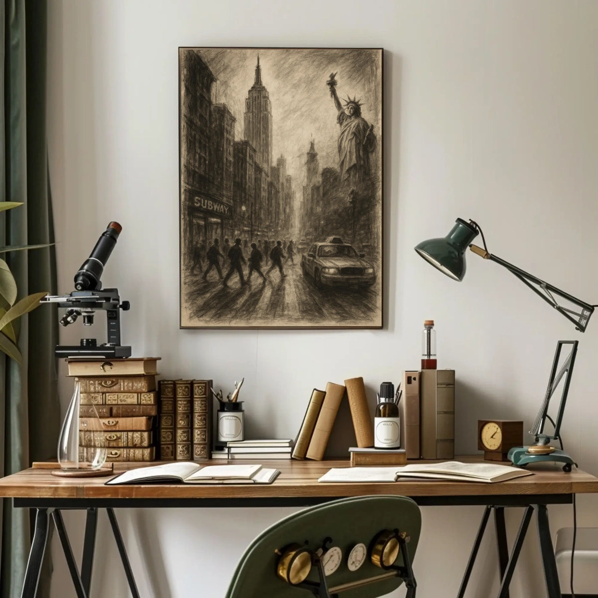 New York City Poster Vintage Urban Sketch Wall Art