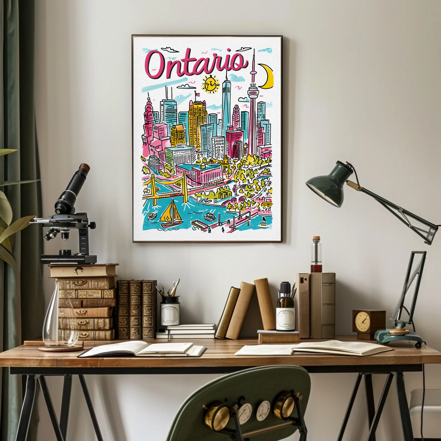 Ontario Canada Skyline and Harbor Travel Poster