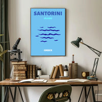 Santorini Greece Minimalist Landscape Travel Poster PosterGoat