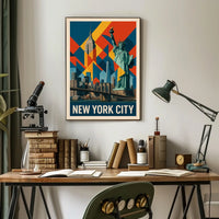New York City Iconic Landmarks Poster Modern Wall Art