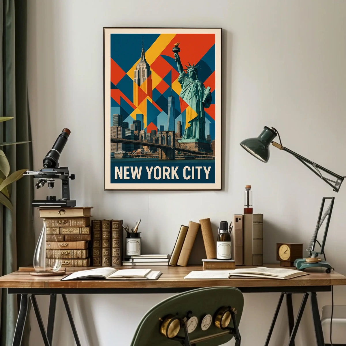 New York City Iconic Landmarks Poster Modern Wall Art