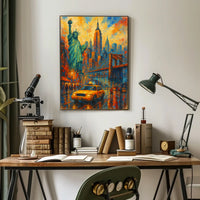 New York City Icons Landmarks Poster Abstract Wall Art
