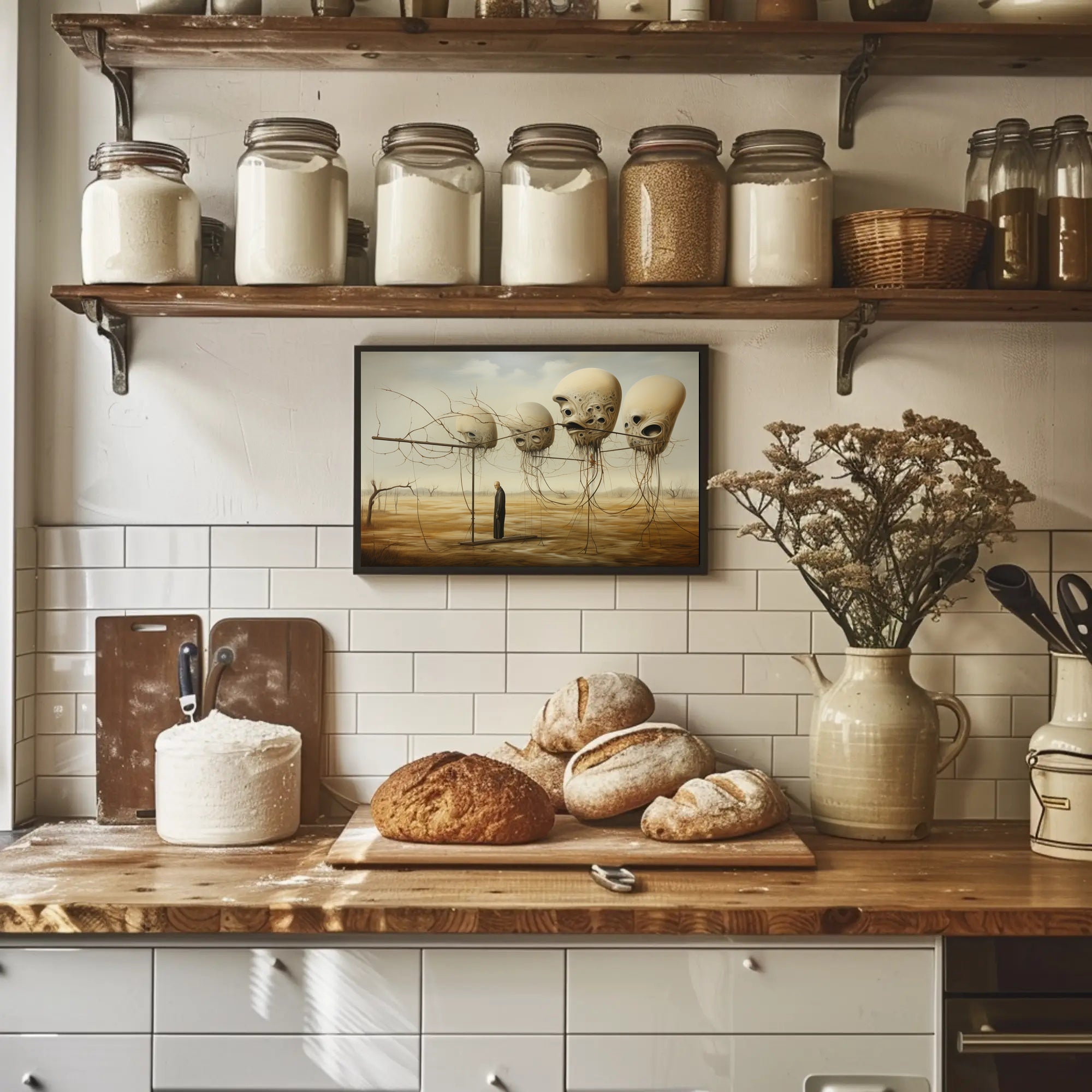 Surreal Landscape with Alien Forms Artistic Poster