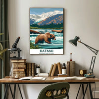 Katmai National Park Vintage Travel Poster