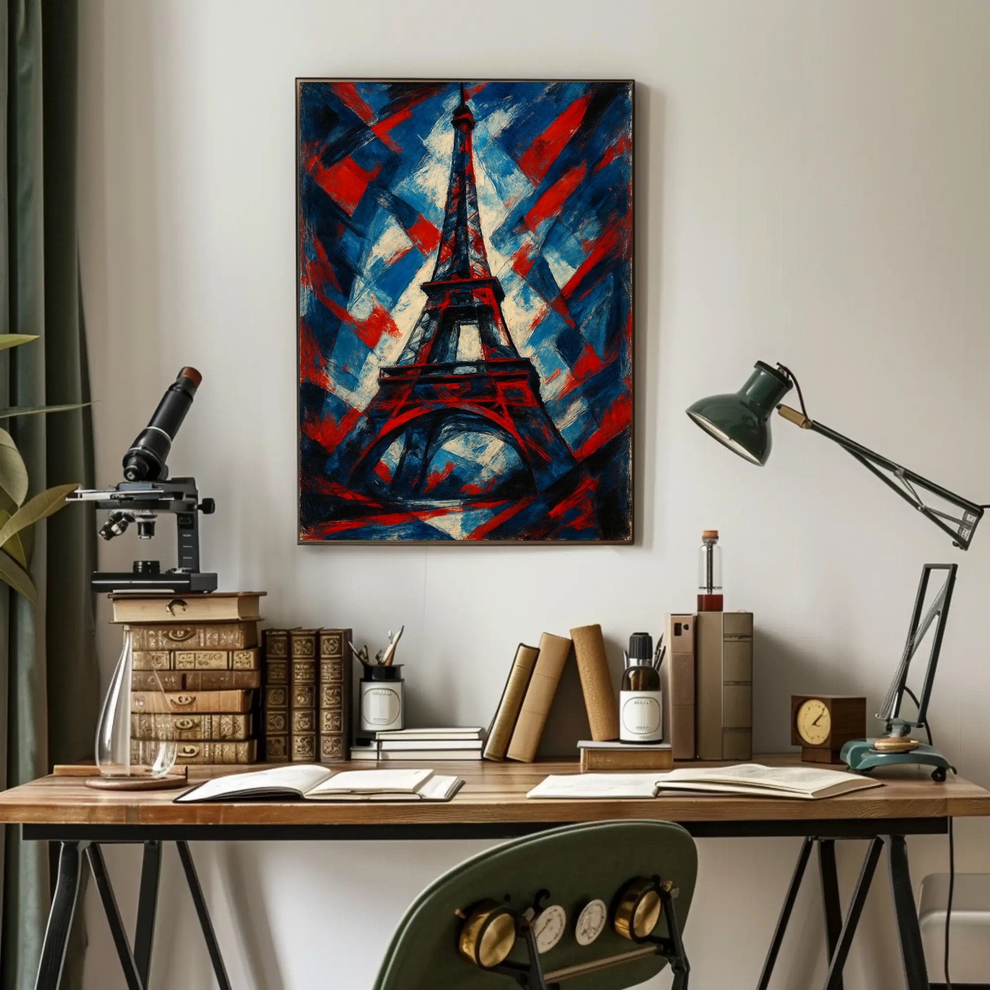 Eiffel Tower Abstract in Vibrant Patriotic Poster