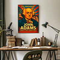 John Adams 2nd President of the United States Colorful Comic Book Style Poster