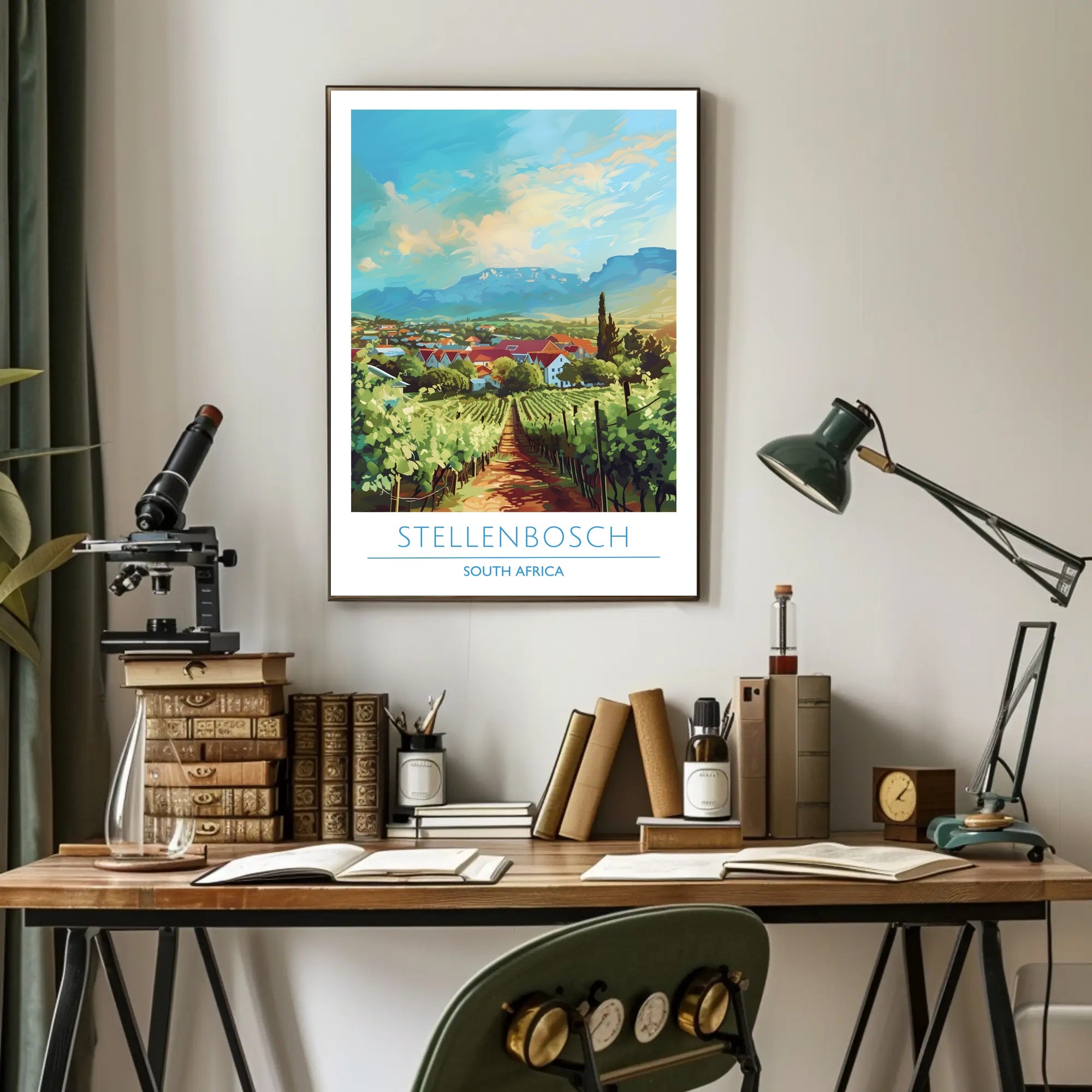 Stellenbosch Vineyard Tranquility: Scenic Travel Poster