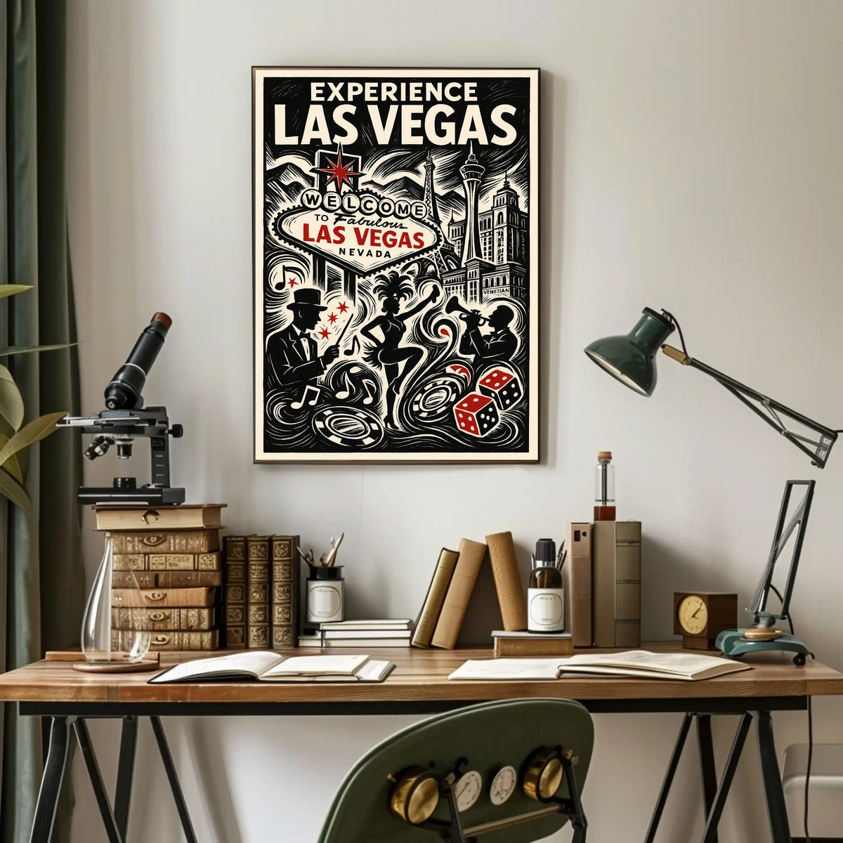 Las Vegas Poster Vibrant Neon Skyline For Home Decor