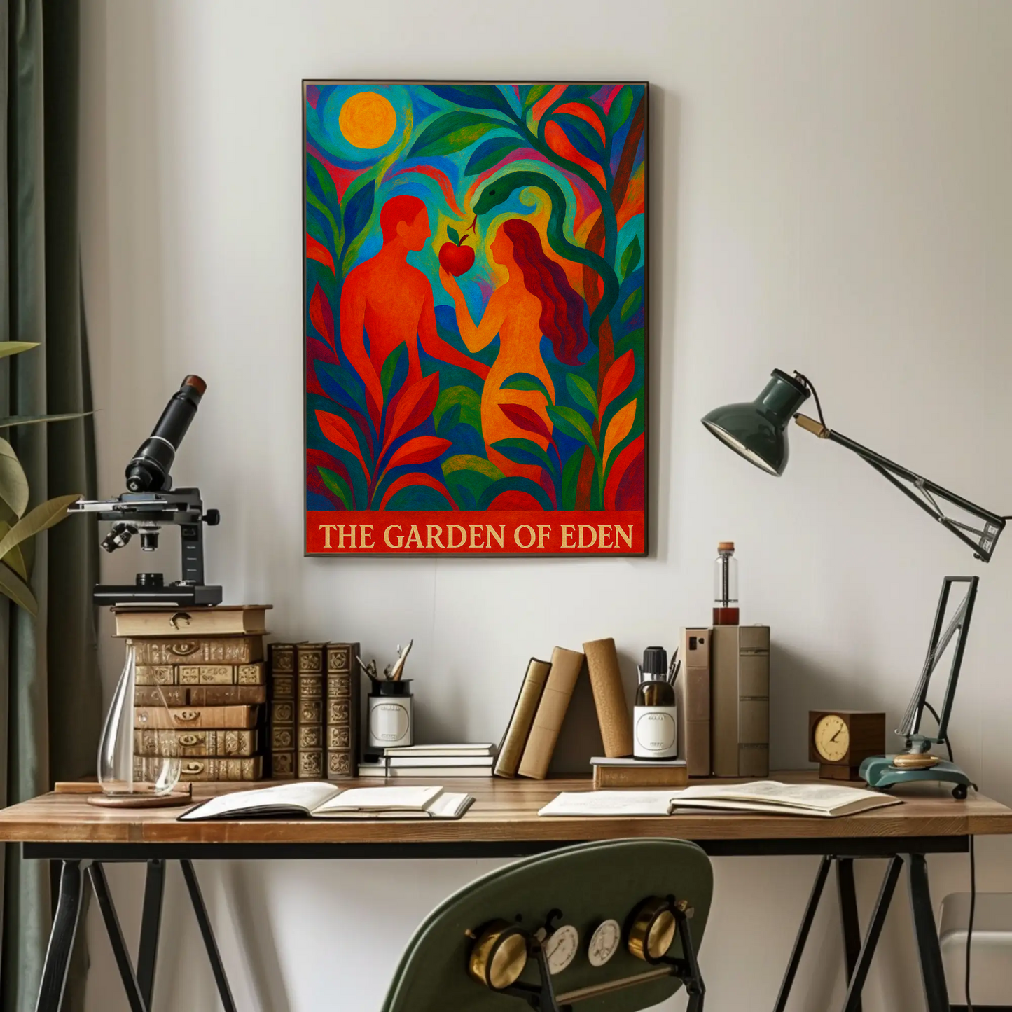 Garden Of Eden Abstract Adam Eve Colorful Poster