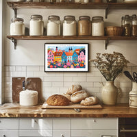 Colorful Flower Market Scene Poster PosterGoat