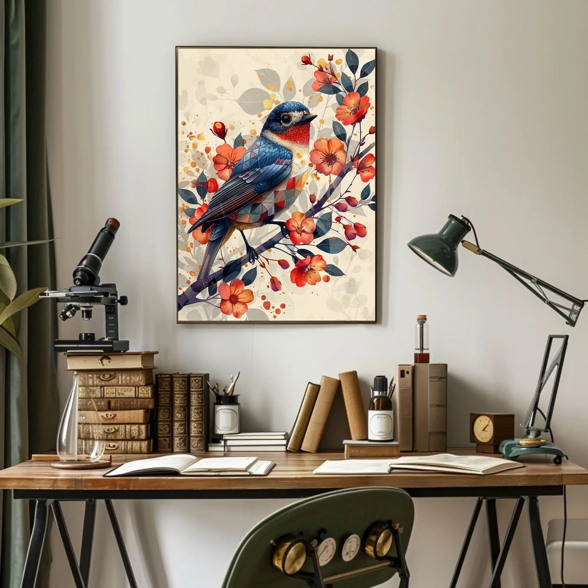 Vibrant Bird And Blossoms Poster