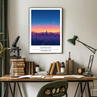Denver Twilight Skyline Art Print - Urban or Cityscape Poster