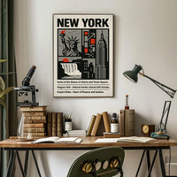 New York Landmarks Poster Modern Travel Skyline Wall Art