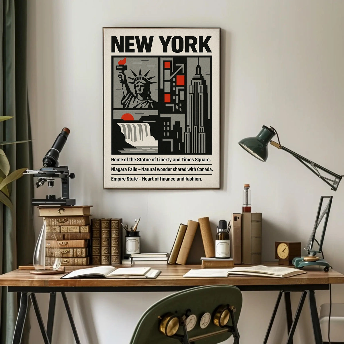New York Landmarks Poster Modern Travel Skyline Wall Art
