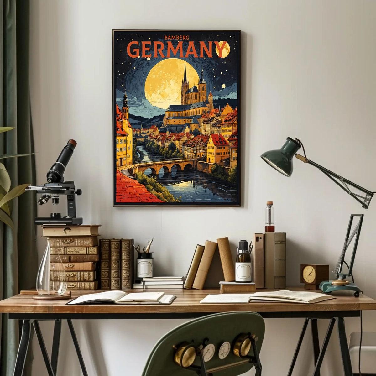 Bamberg, Germany A Nighttime Illustration Poster