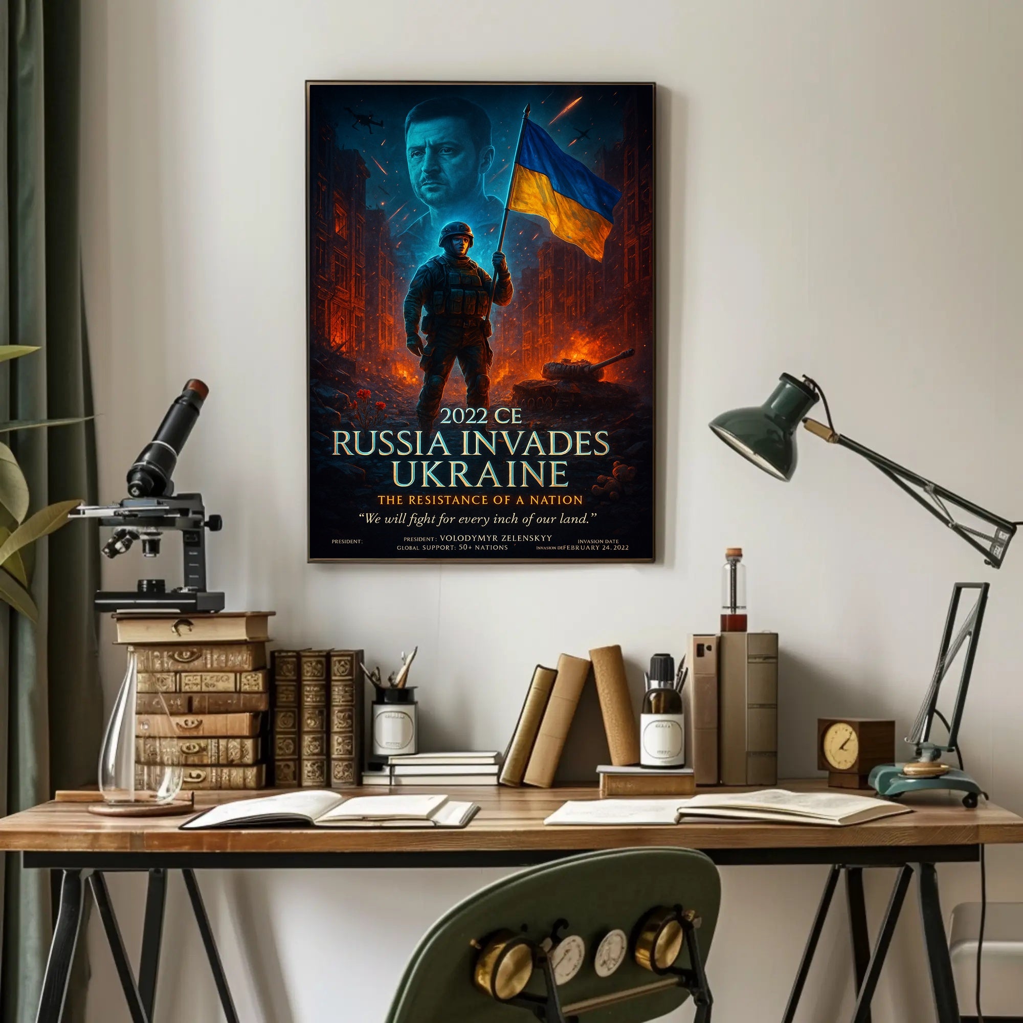 Ukrainian Resilience: Dramatic Photorealistic Political or Propaganda Poster