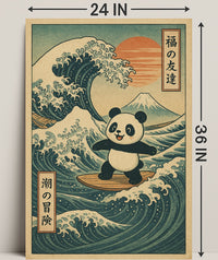Pandas Surfing Adventure Poster PosterGoat