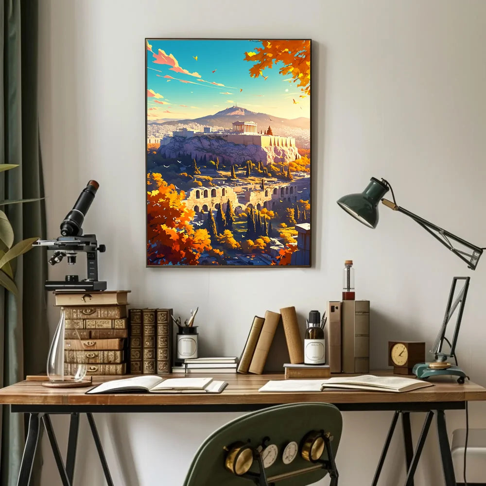 Ancient Greece Acropolis Poster: Timeless Autumn Beauty