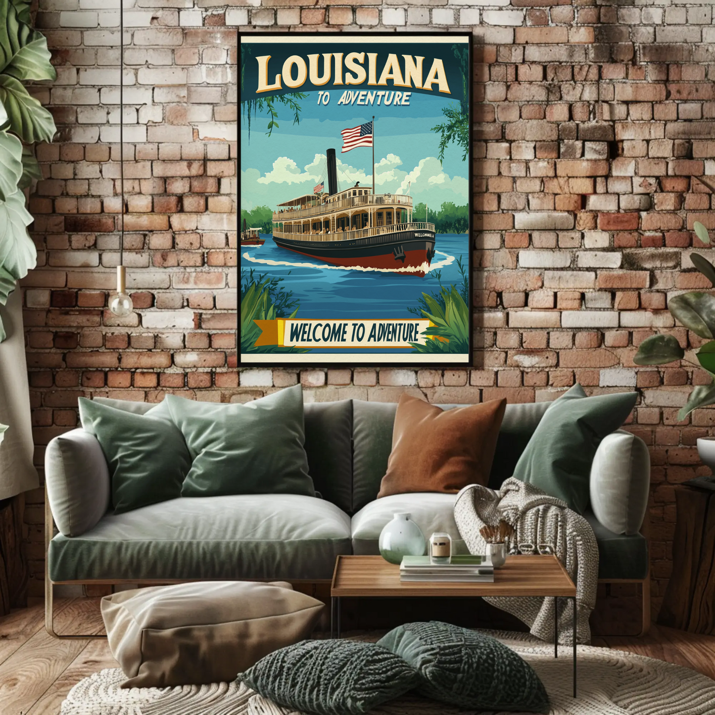 Vintage Travel Poster - Louisiana Steamboat Adventure