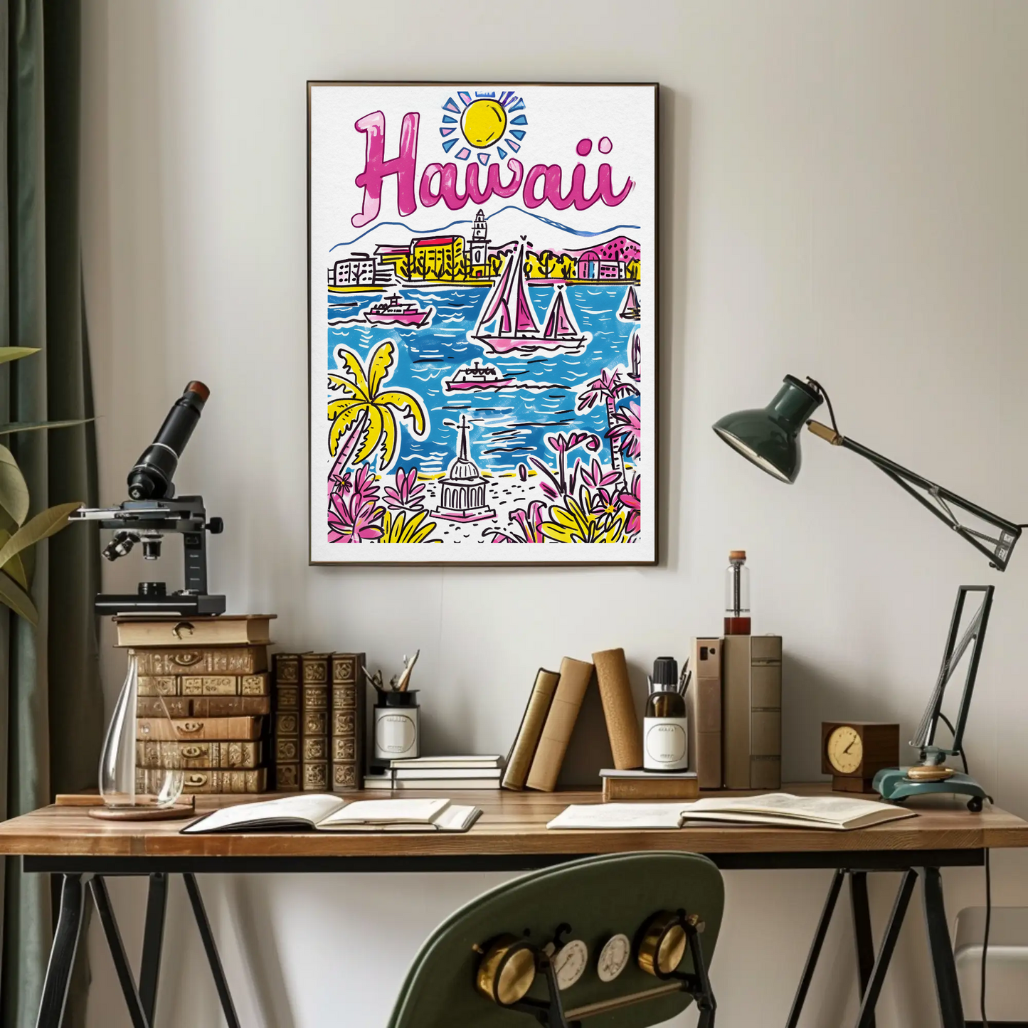 Hawaii USA Tropical Ocean Paradise Colorful Scenery Travel Poster