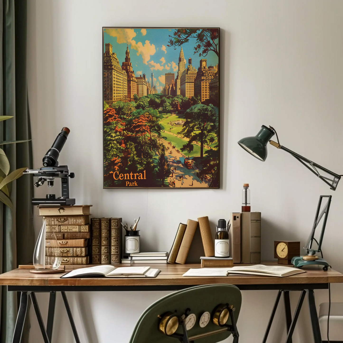 Central Park NYC Skyline Vintage Travel Poster