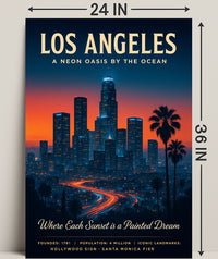 Los Angeles A Neon Oasis Poster PosterGoat