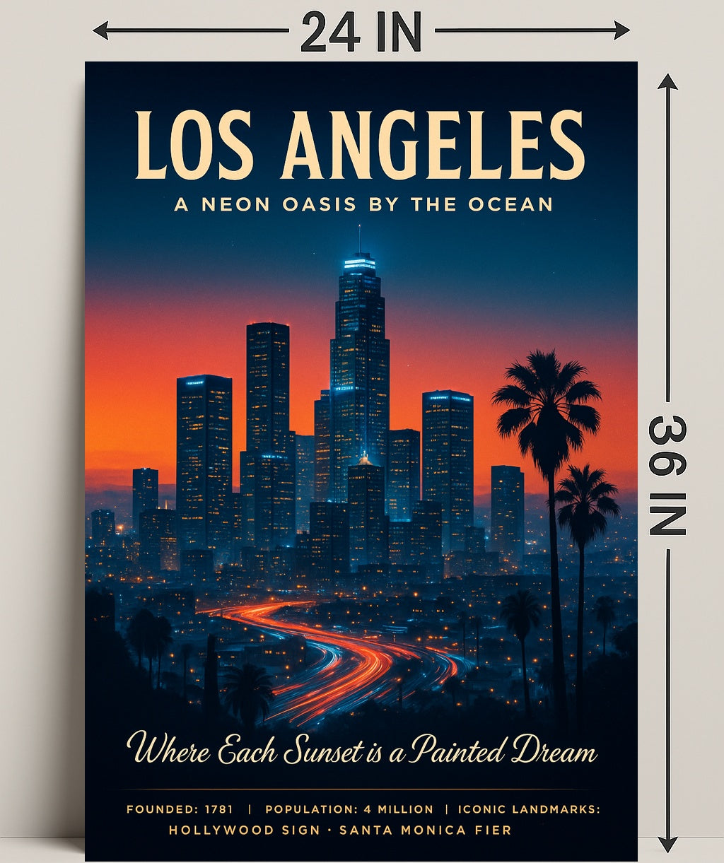 Los Angeles A Neon Oasis Poster PosterGoat