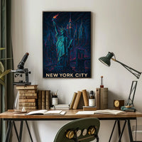 New York City Neon Art Poster Modern City Skyline Wall Art