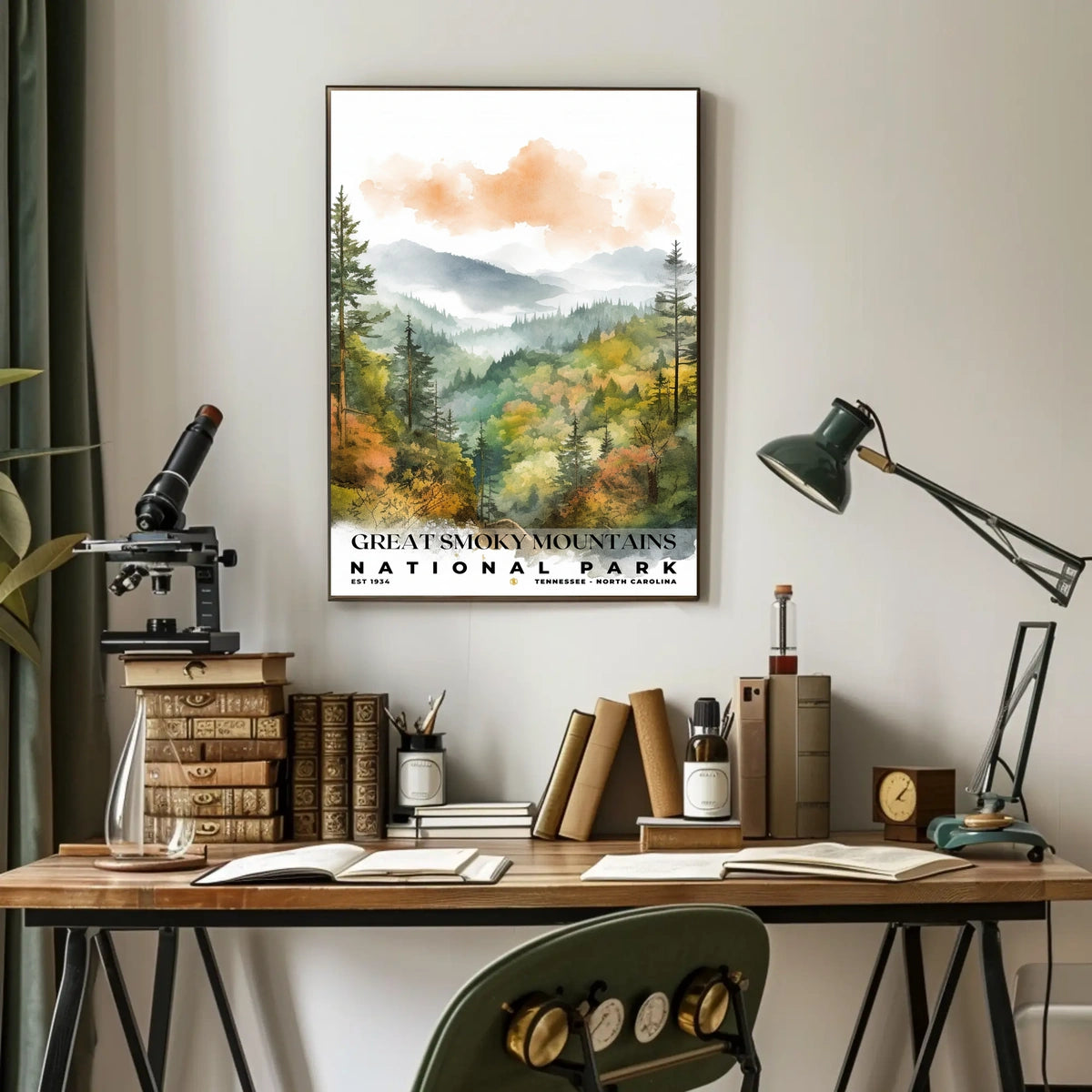 Great Smoky Mountains Watercolor Wall Art Poster