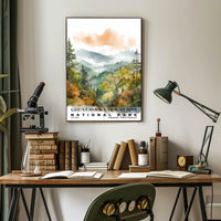 Great Smoky Mountains Watercolor Wall Art Poster
