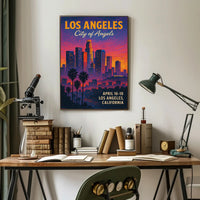 Los Angeles Skyline Vintage Illustration Urban or Cityscape Poster
