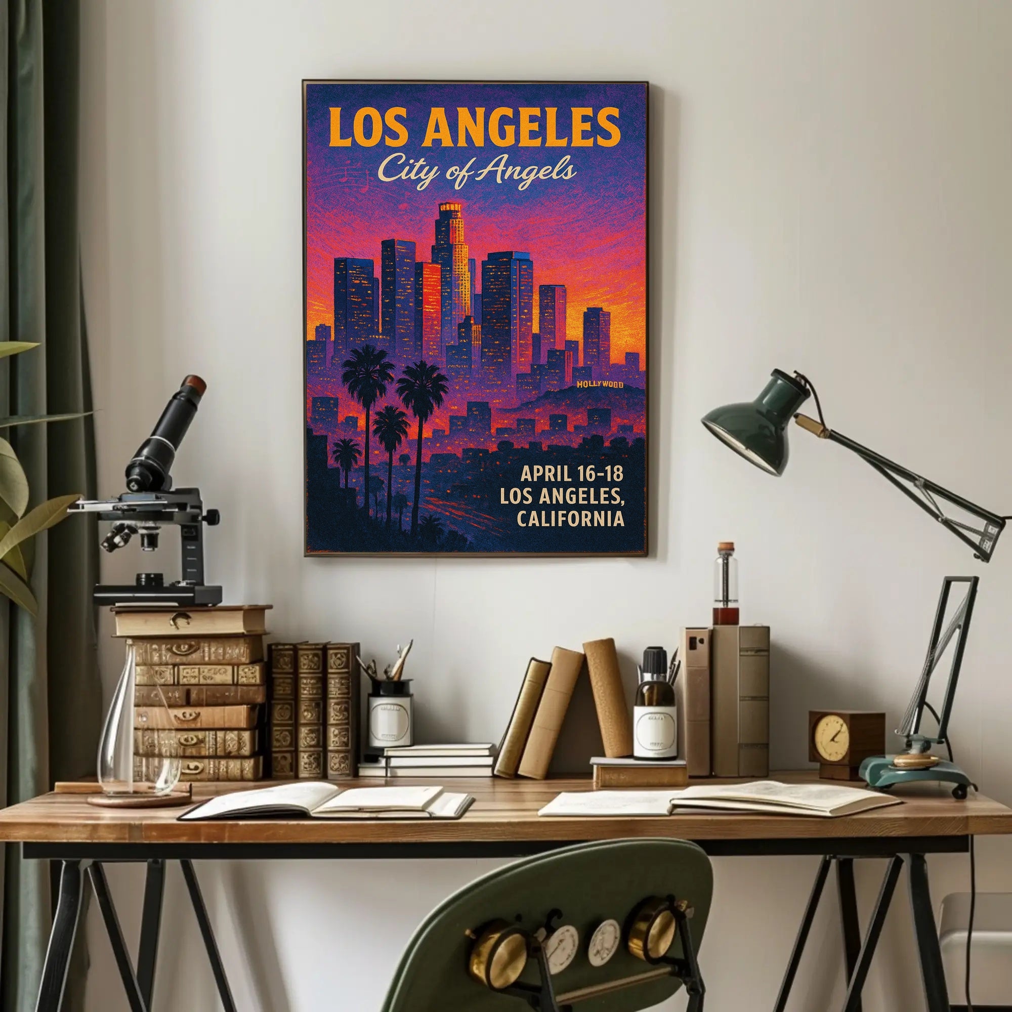 Los Angeles Skyline Vintage Illustration Urban or Cityscape Poster